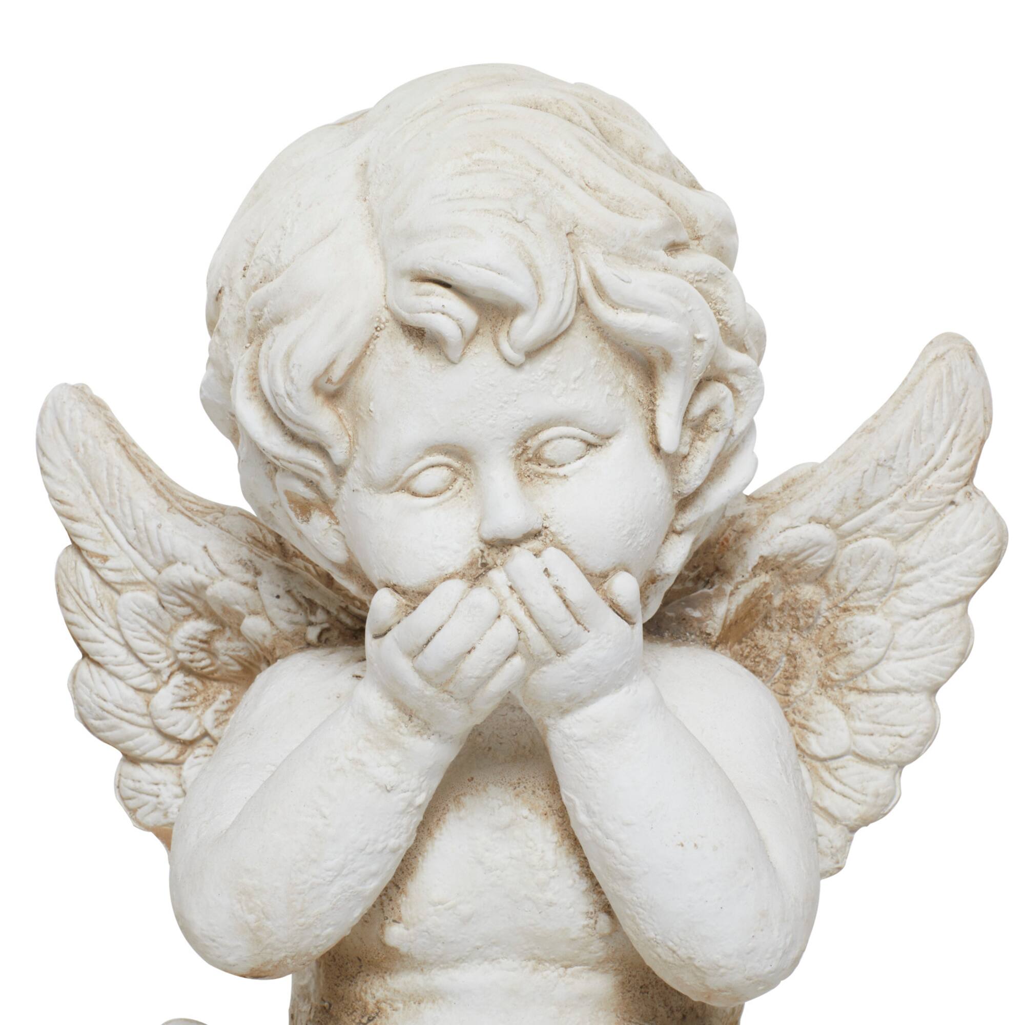 29" White Stone French Country Angel Garden Sculpture Set